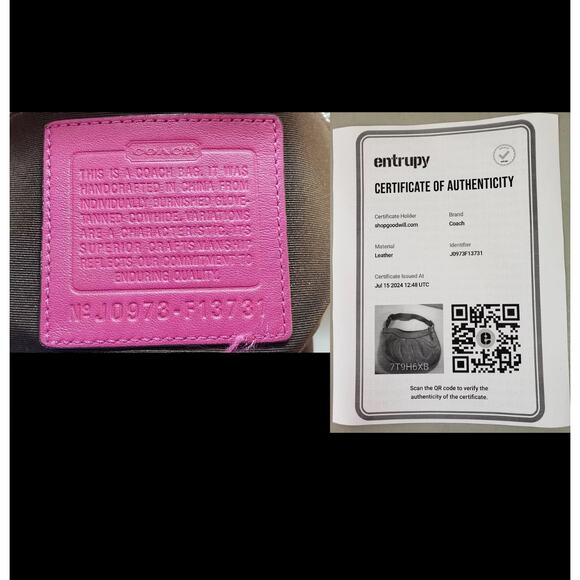 Vintage Coach Hot Pink Pleated Leather Hobo Satchel F13731 - Picture 6 of 6